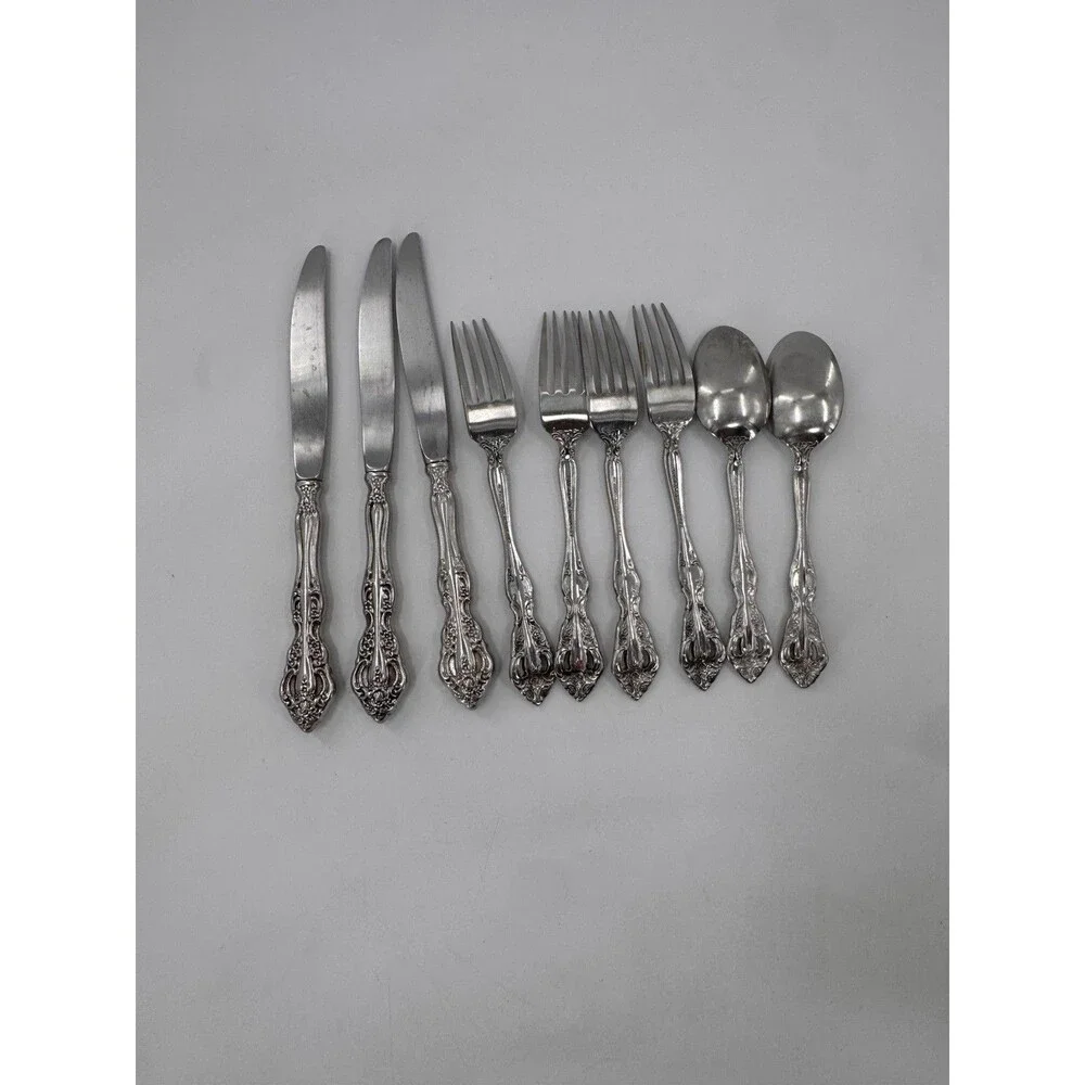 Oneida Michelangelo Heirloom Cube Set Of 9 Stainless Flatware Forks Spoons Knife